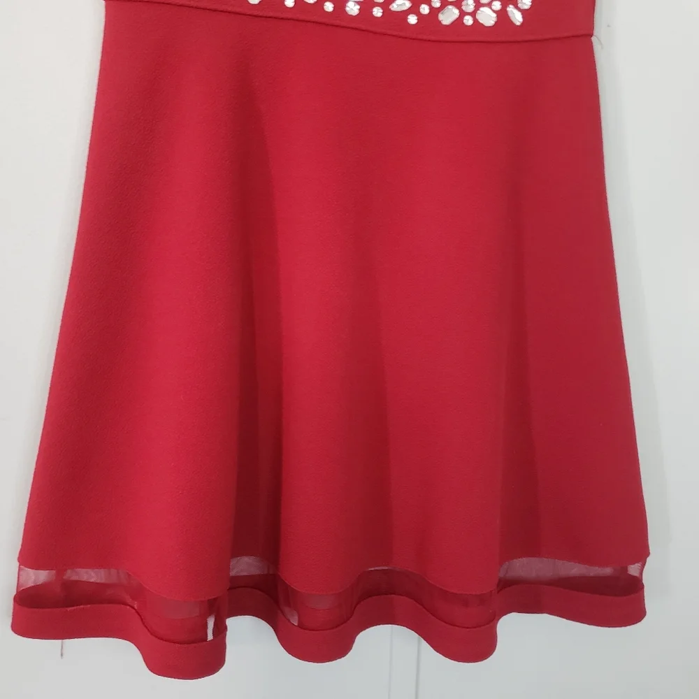 The Children's Place Red Sleeveless Fit & Flare Embellished Dress